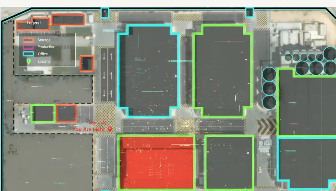Factory Layout Map - Aerial view of packing facility